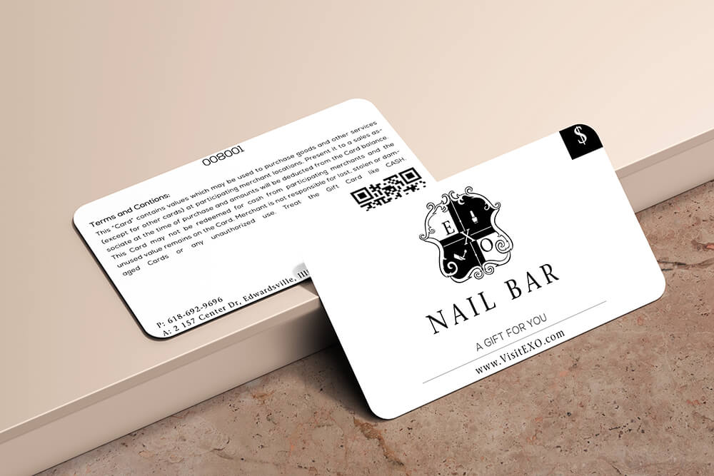 EXO Nail Bar gift card design