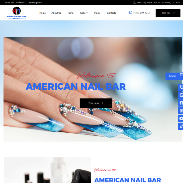 American Nail Salon Frisco website example
