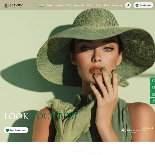 High Cotton Nail Bar website example