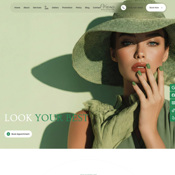 Vidao Nails & Day Spa website example